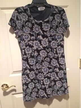 Concepts Black Floral Print Short Sleeve Dress Medium